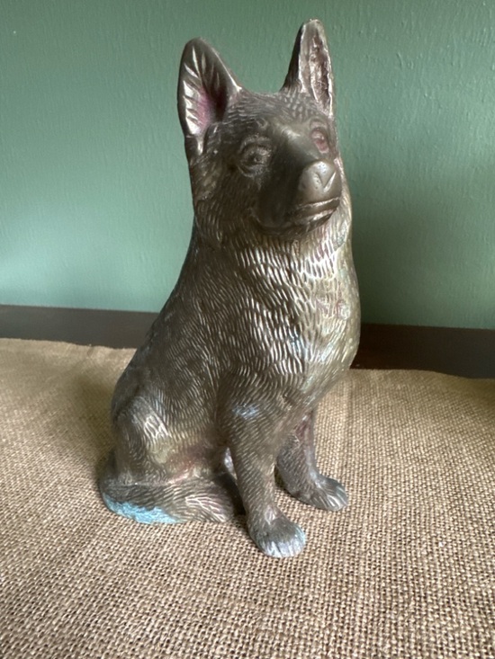 The Unbranded Brand Other - Vintage German Shepherd Dog Figurine Heavy Cast Metal Bronze Finish 7” Decor